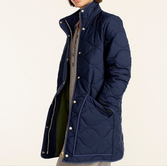 J. Crew Signature Puffer Navy Quilted Comfy Women's Coocon Jacket Winter Sz 2X - Picture 2 of 11